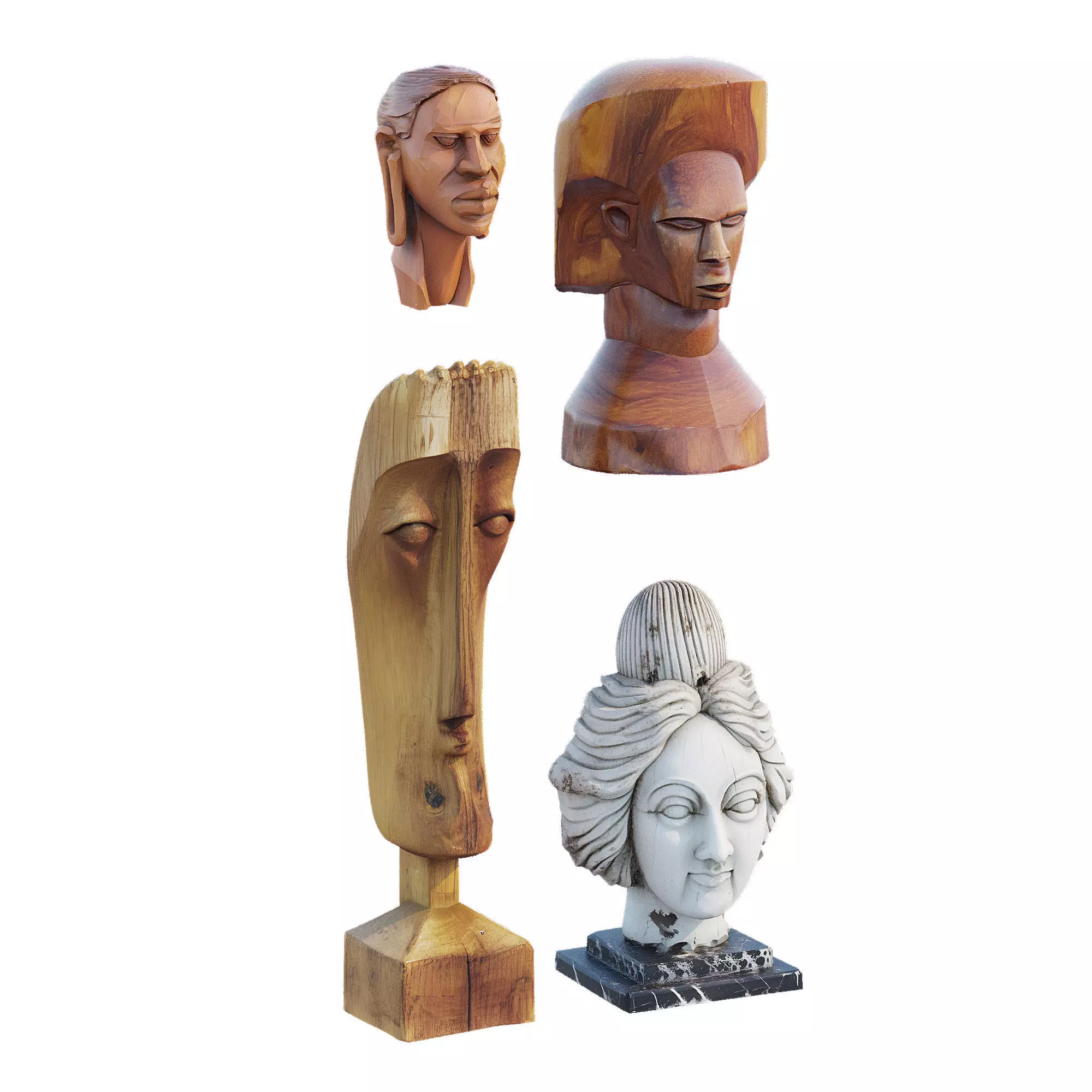 Wood head 3D model_0
