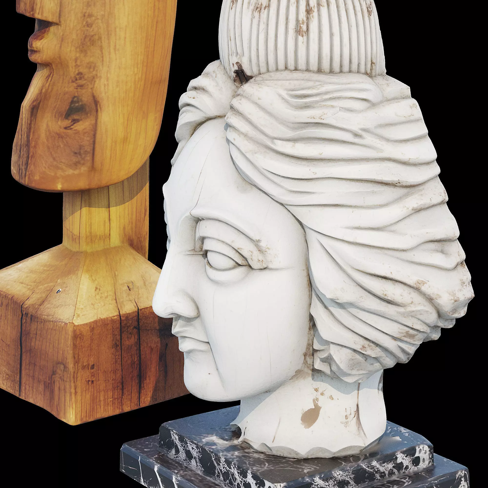 Wood head 3D model_13