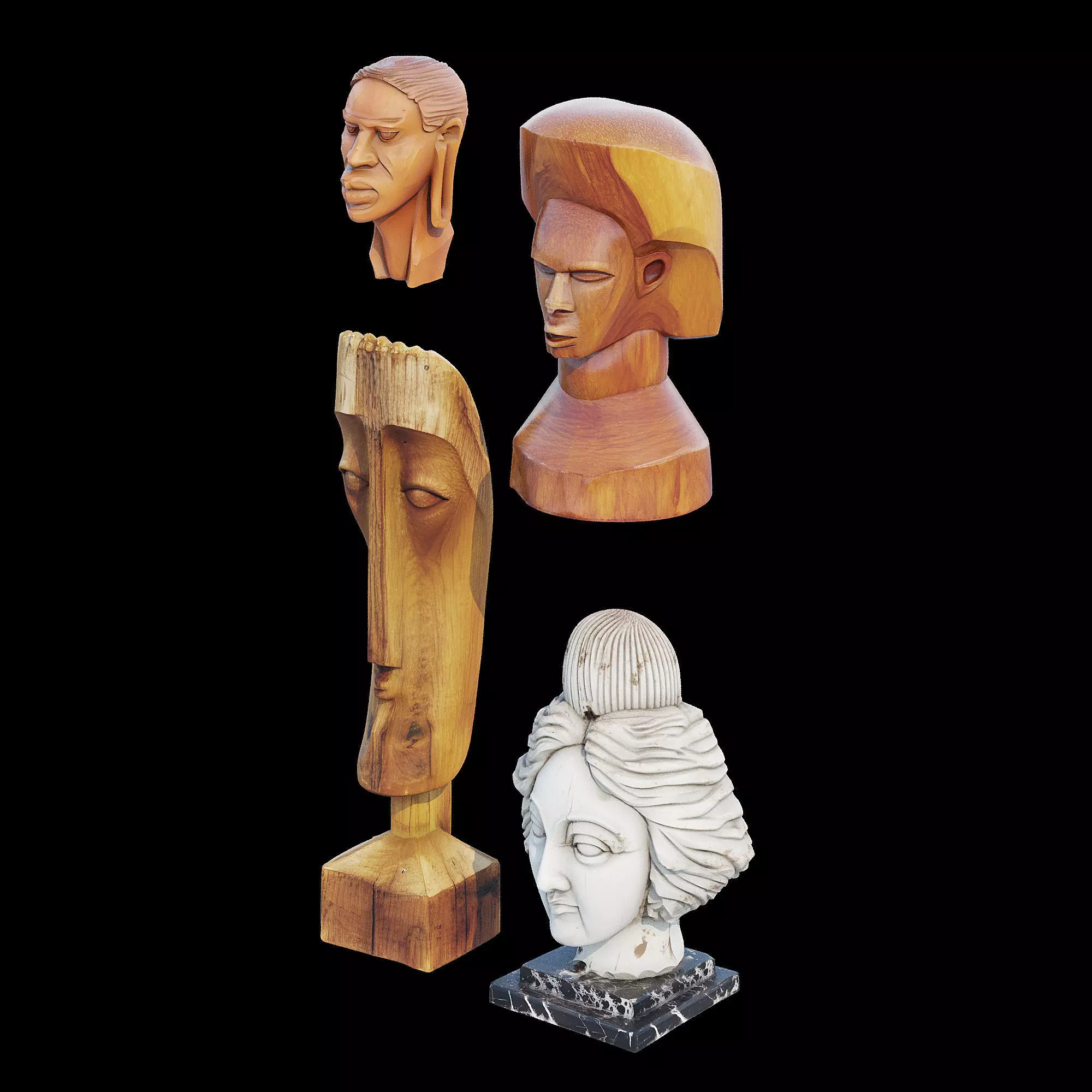 Wood head 3D model_10