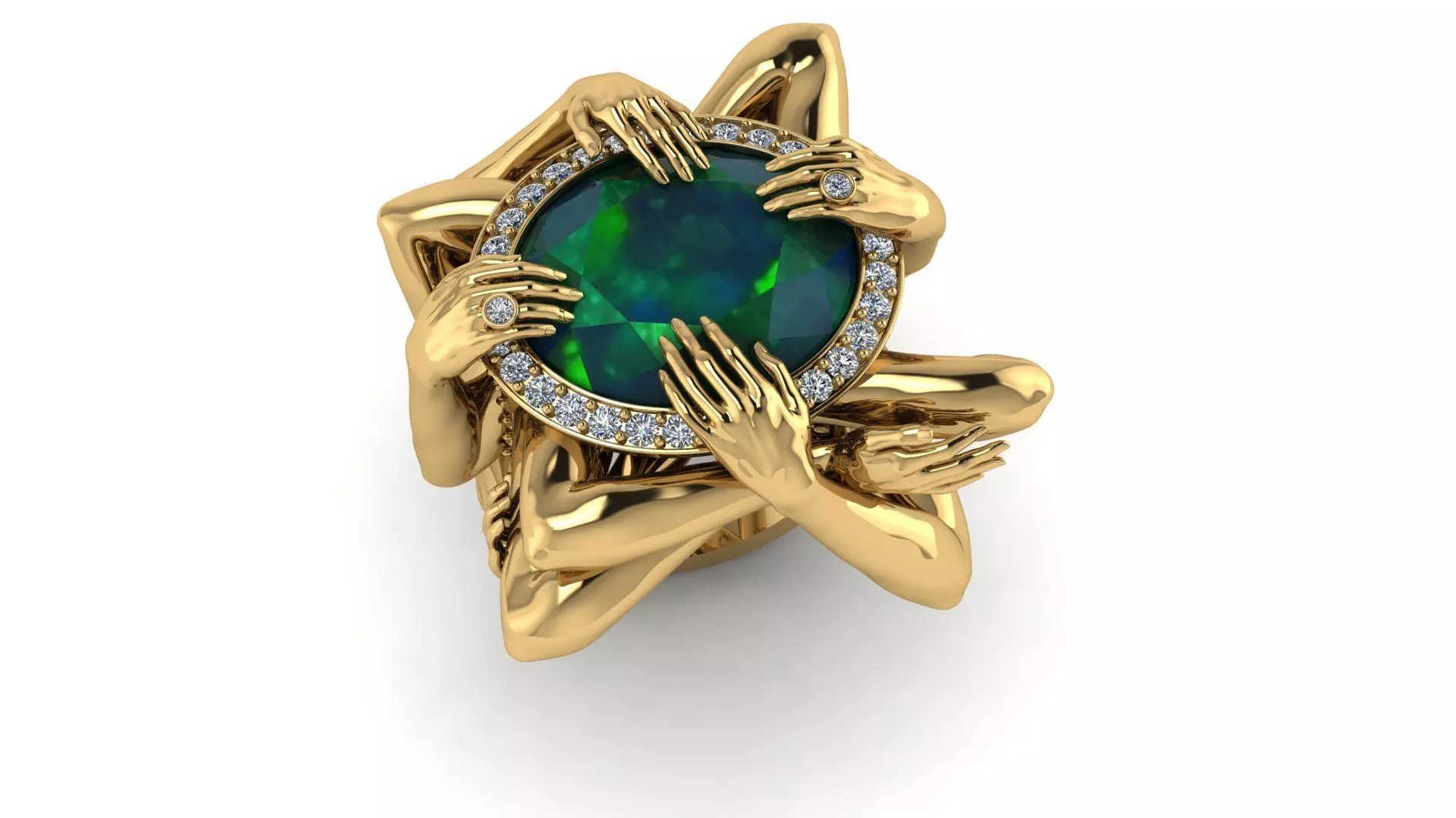 10 hands ring 3D print model_0