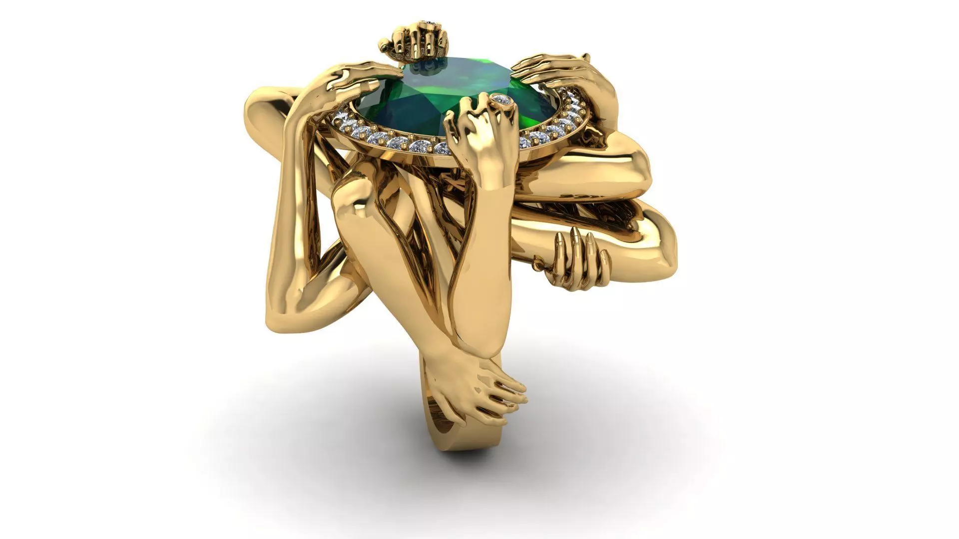 10 hands ring 3D print model_2