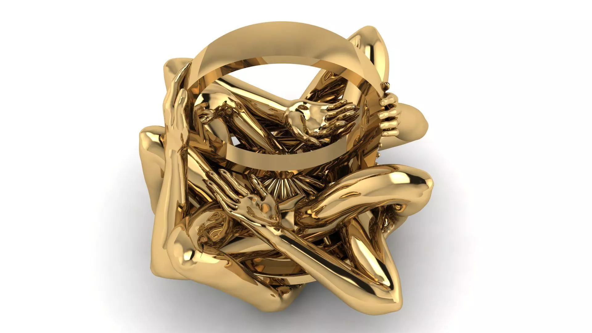 10 hands ring 3D print model_4