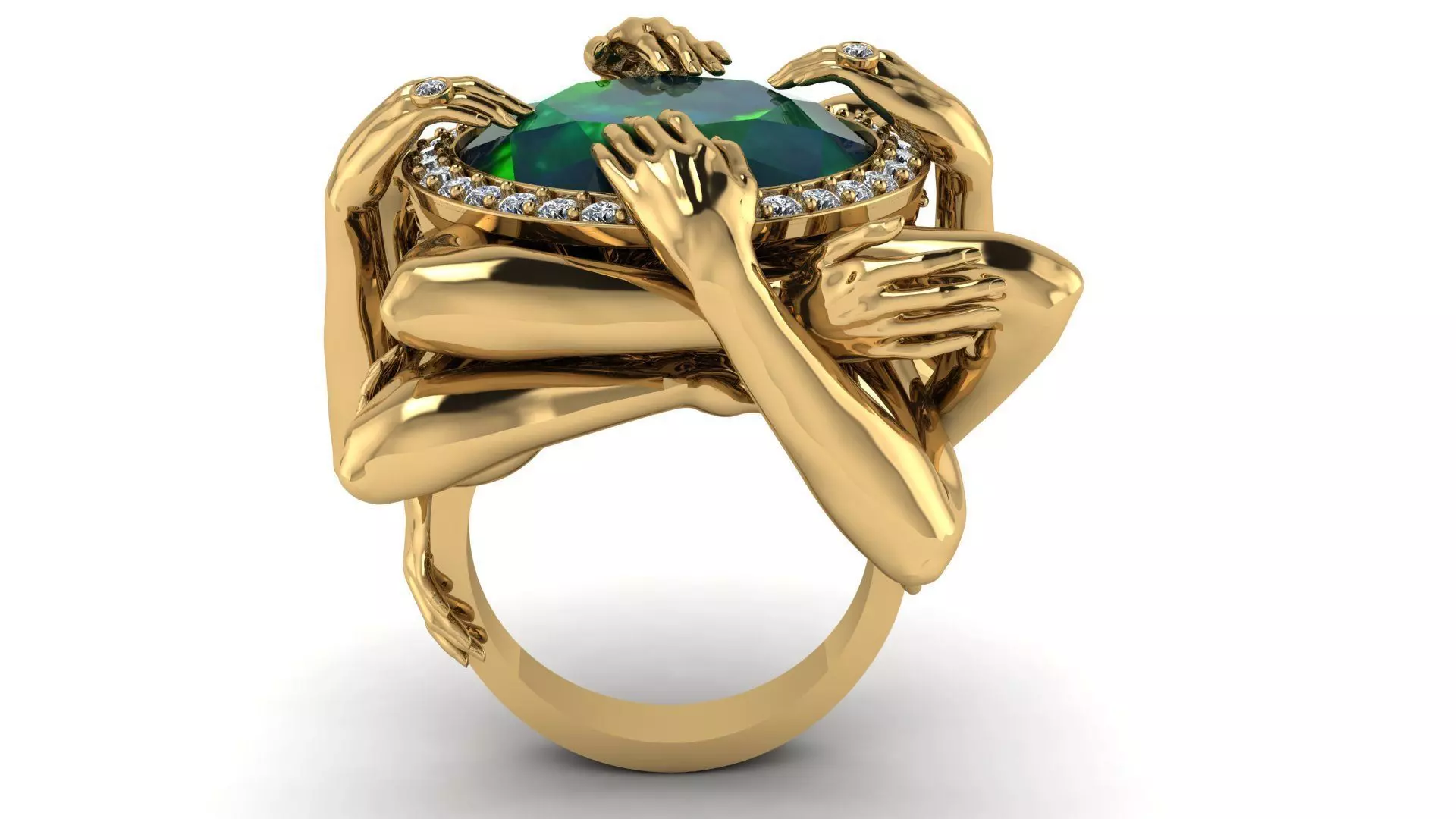 10 hands ring 3D print model_1