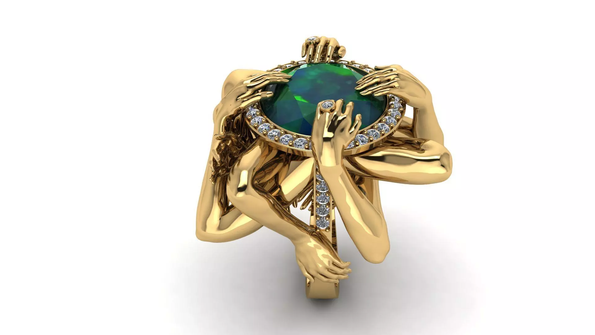 10 hands ring 3D print model_3