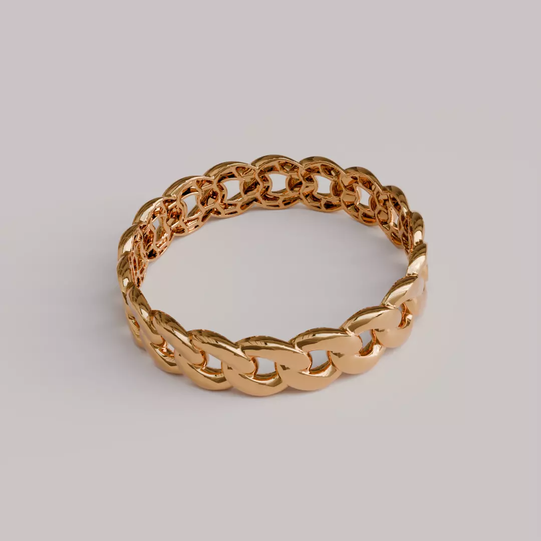 Gold Cuban Link Chain Bracelet 3D print model