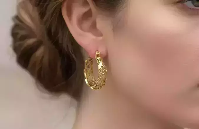 Filigree Facet Hoop earrings Jewelry model - for Her