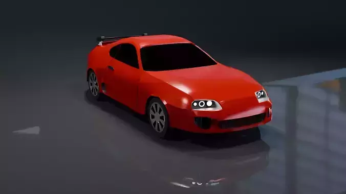 Low Poly Red Sports Car  Game Ready Vehicle Model