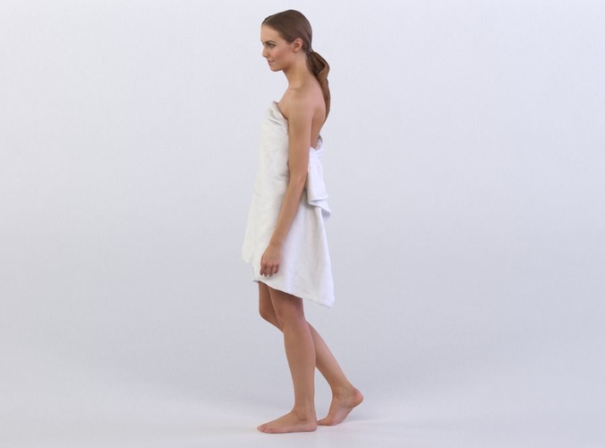 Julia 0262 Woman in a bath towel walking