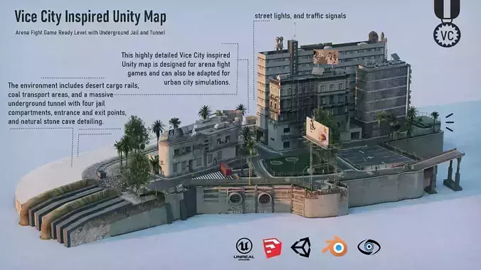 Vice City Inspired Full 3D City Pack