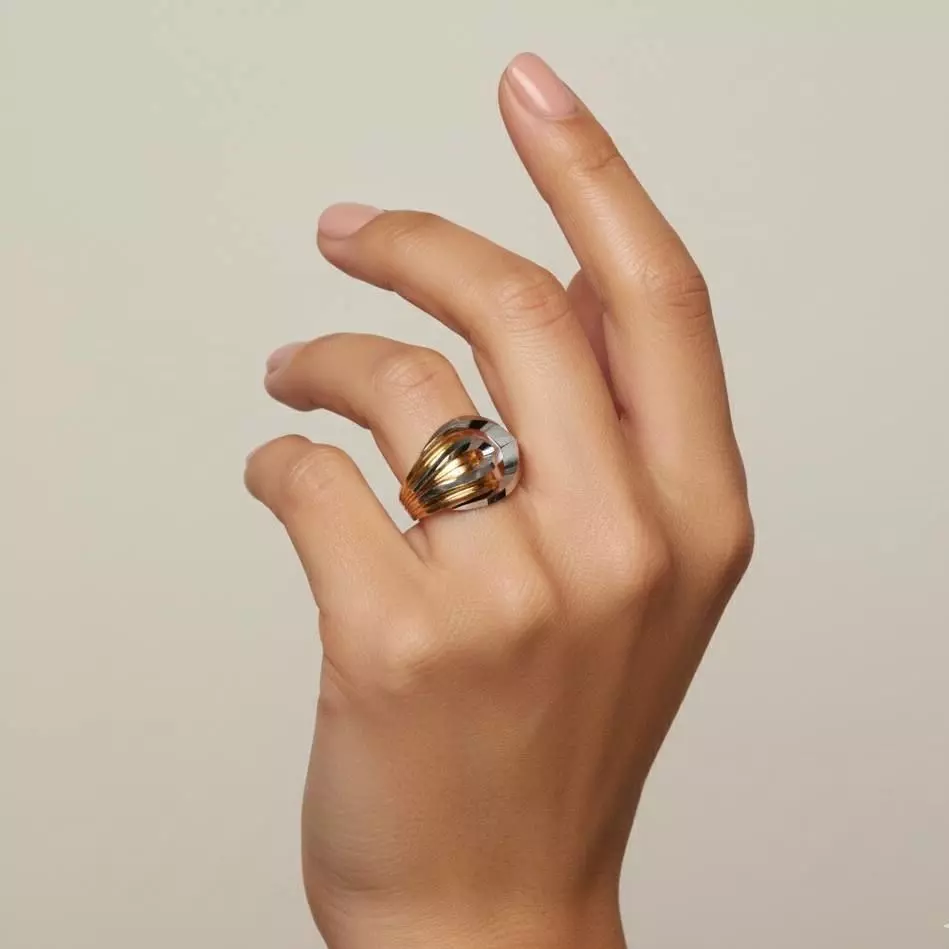 Two-Tone Interlocked Wedding Rings 3D model_1