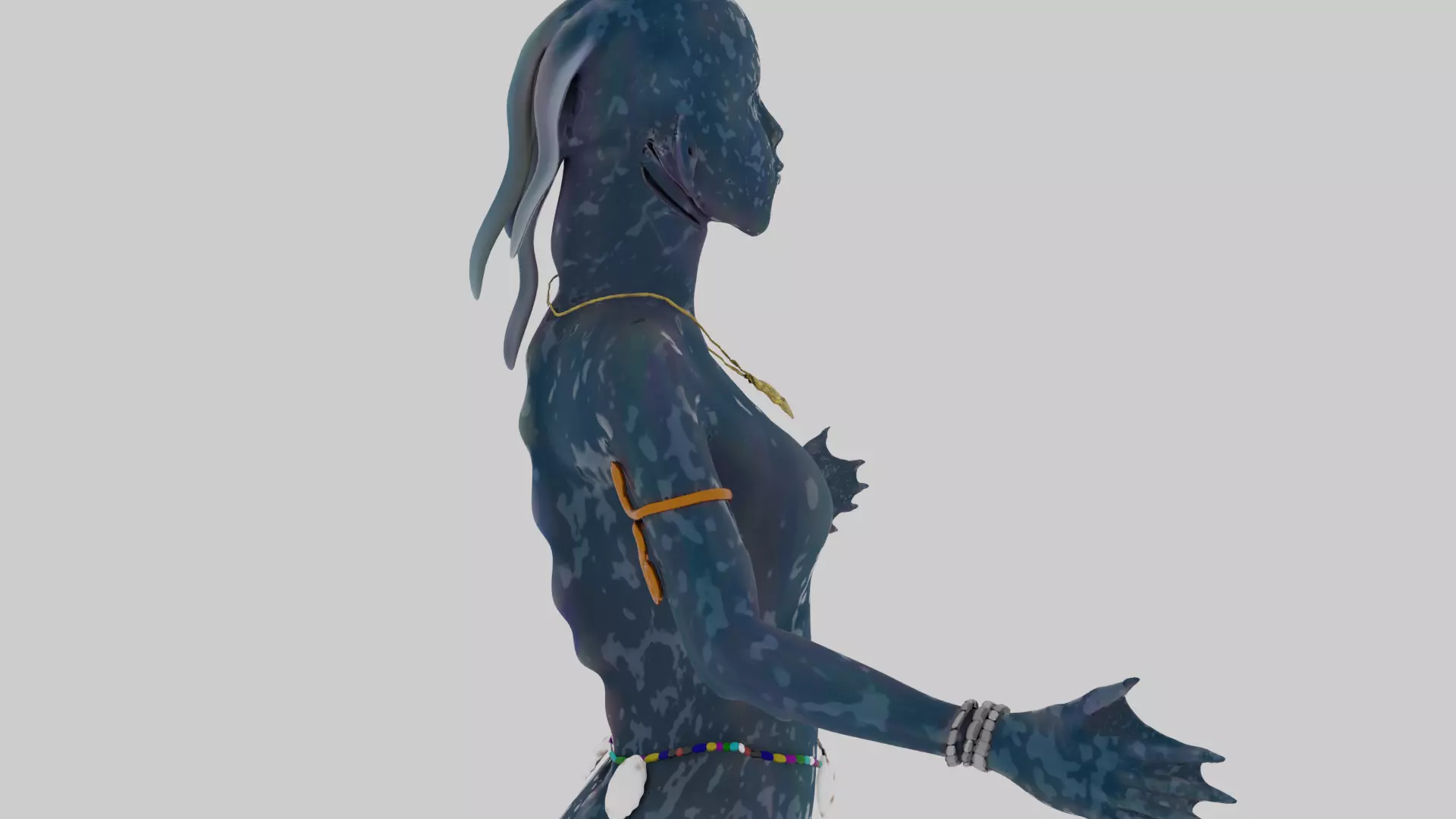 MERMAID WATER WORLD OCEAN CREATURE GINIKA AS ADAPTED Low-poly 3D model_5