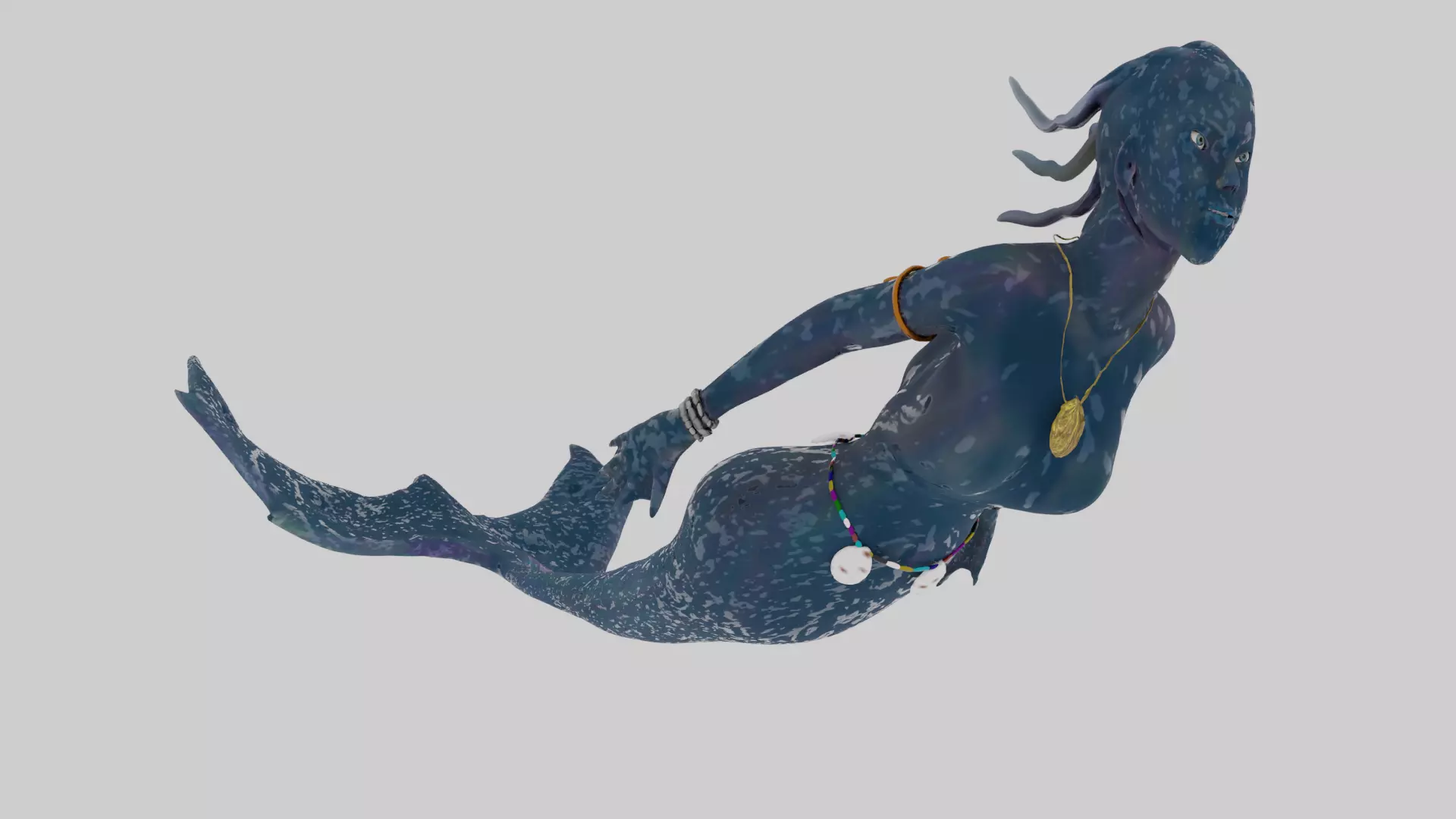 MERMAID WATER WORLD OCEAN CREATURE GINIKA AS ADAPTED Low-poly 3D model_7