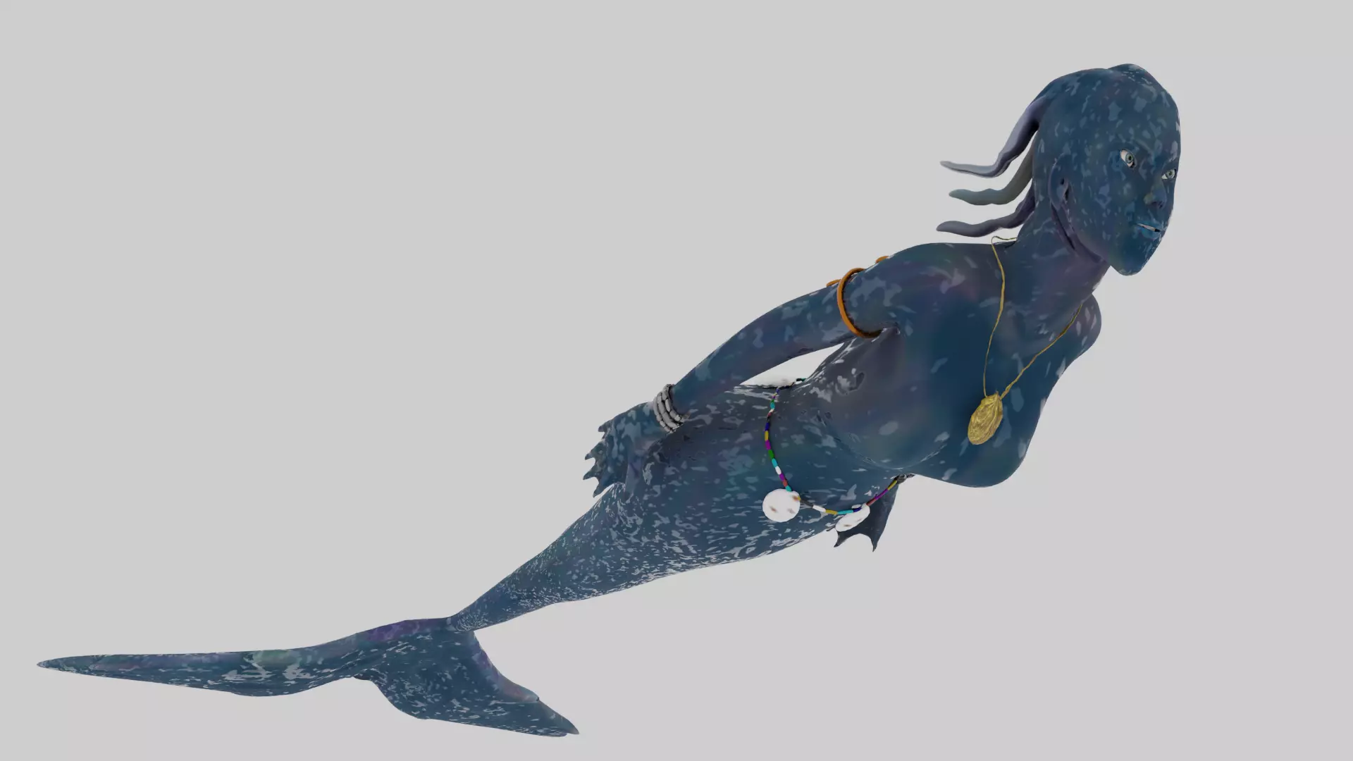 MERMAID WATER WORLD OCEAN CREATURE GINIKA AS ADAPTED Low-poly 3D model_8