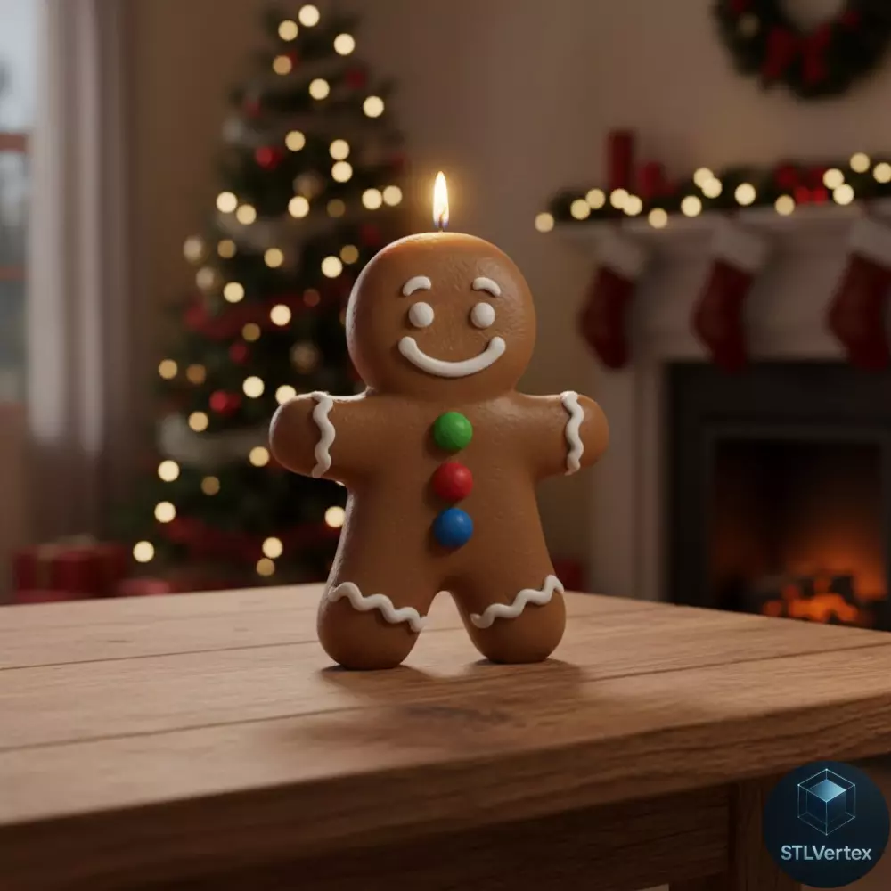 Chibi Gingerbread Man Candle 3D Print Model 3D print model