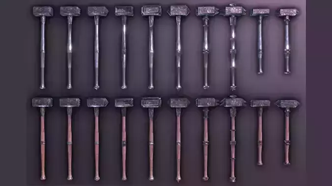 Modular Melee Hammer Pack Low Poly Procedural Weapon Parts Pack