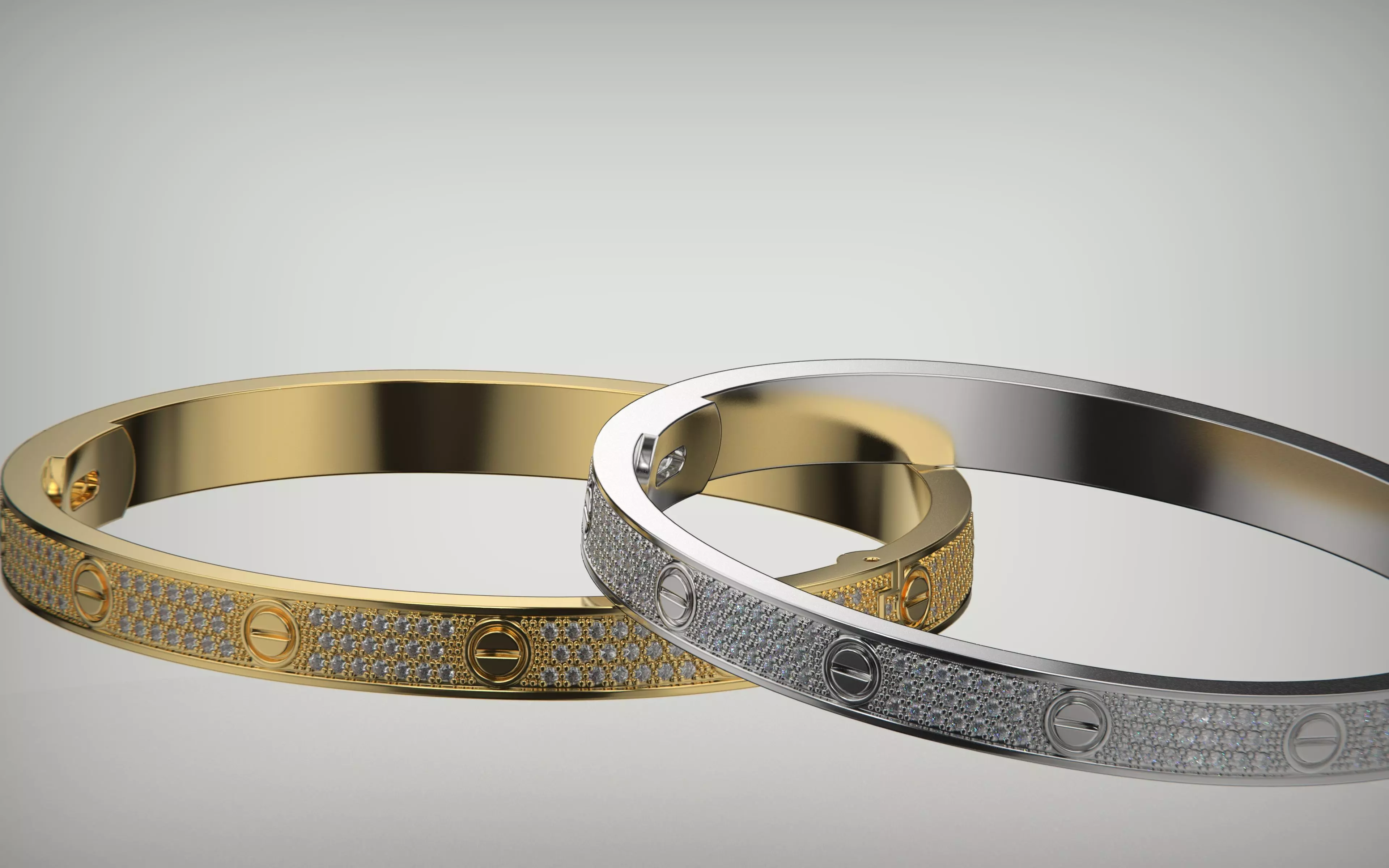 Bracelet Love Paved 200mm 3D print model_0