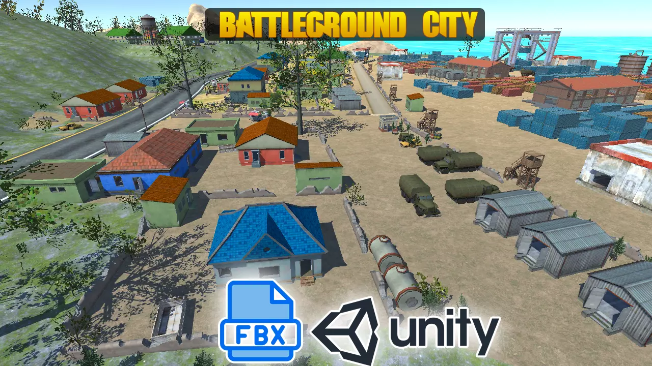Battleground Map Mobile Game City Environment Low-poly 3D model