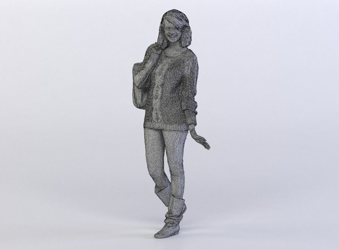 Lina 0400 Woman walking, bag over the shoulder