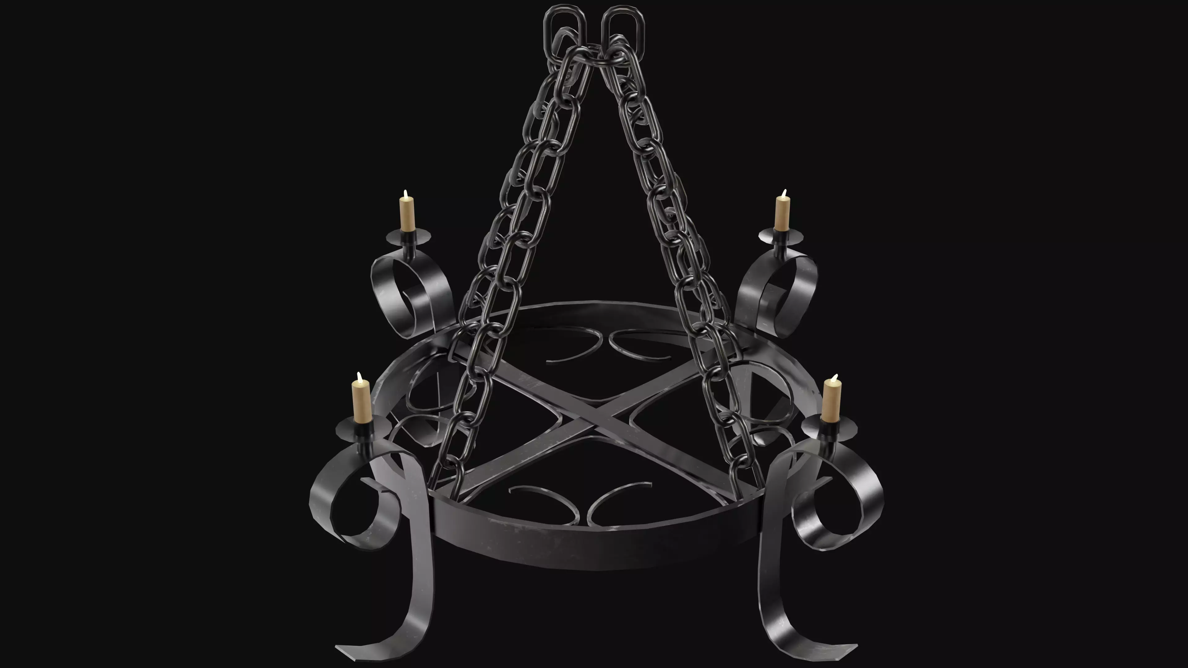 Medieval Roof Lamp Low-poly 3D model_0