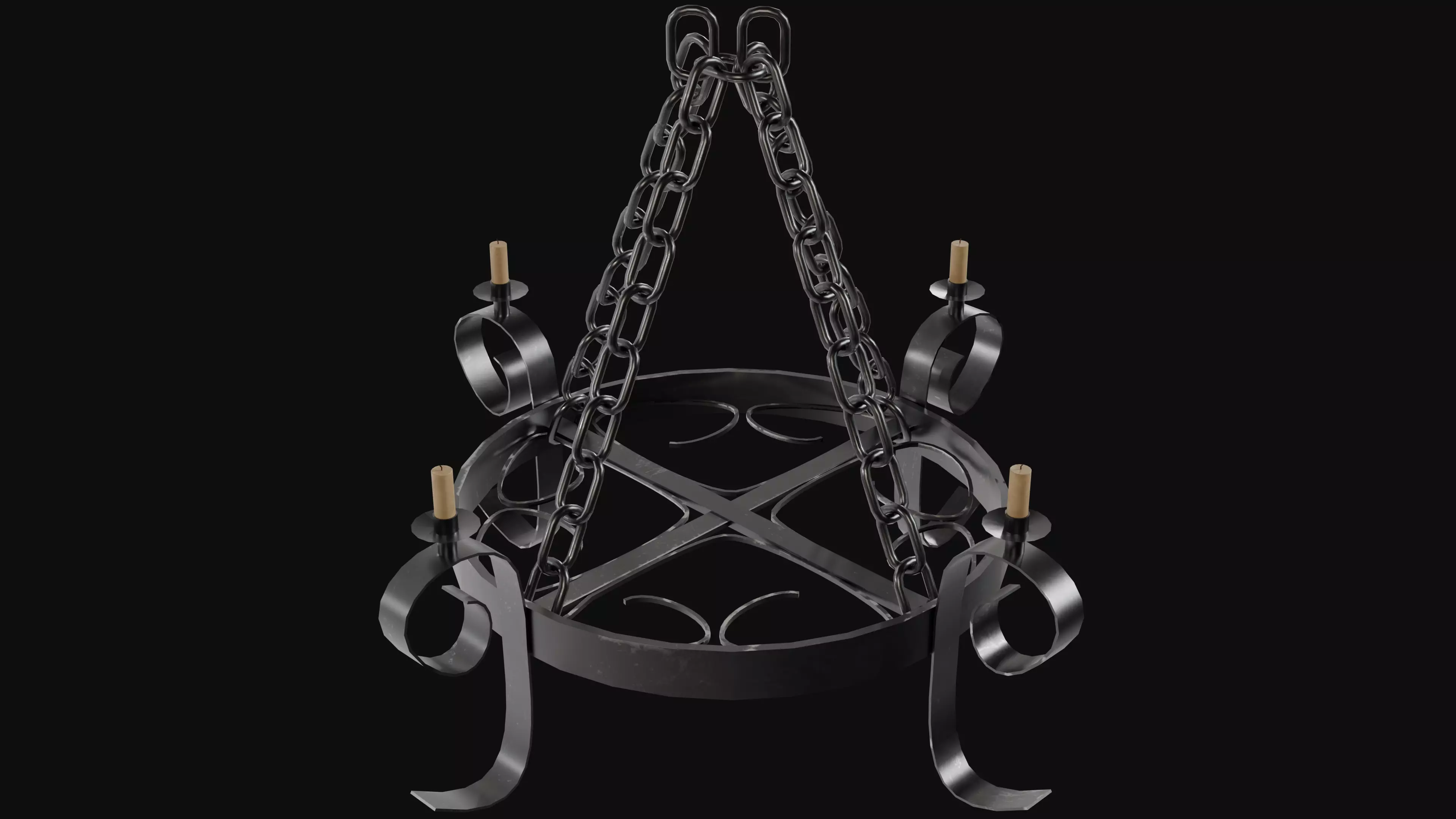 Medieval Roof Lamp Low-poly 3D model_1