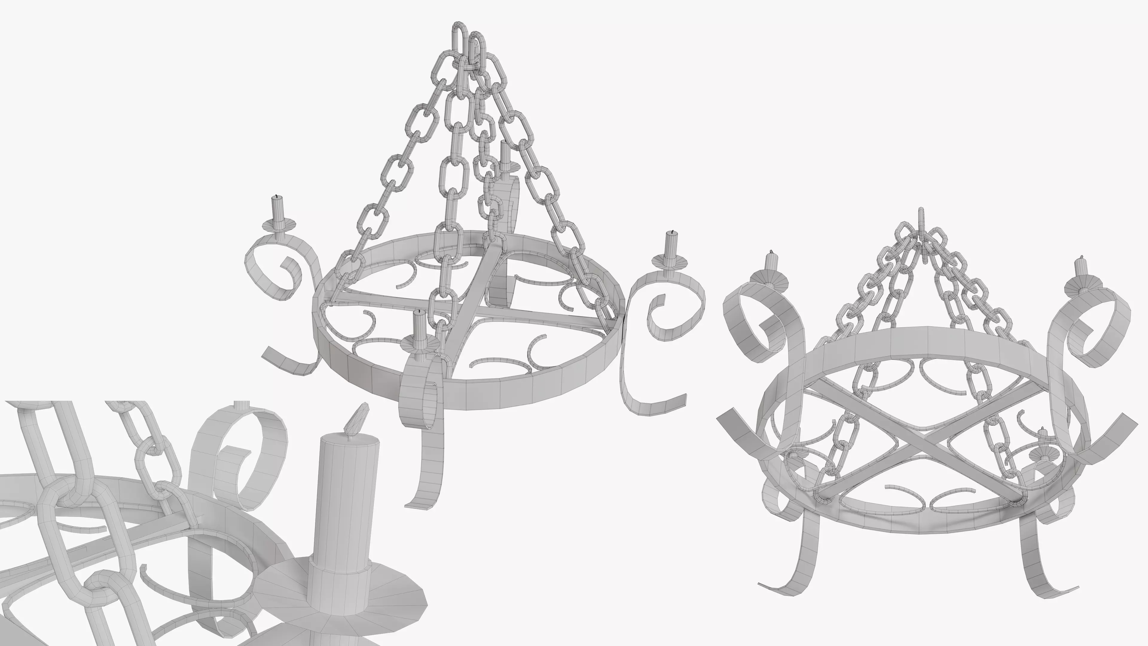 Medieval Roof Lamp Low-poly 3D model_4