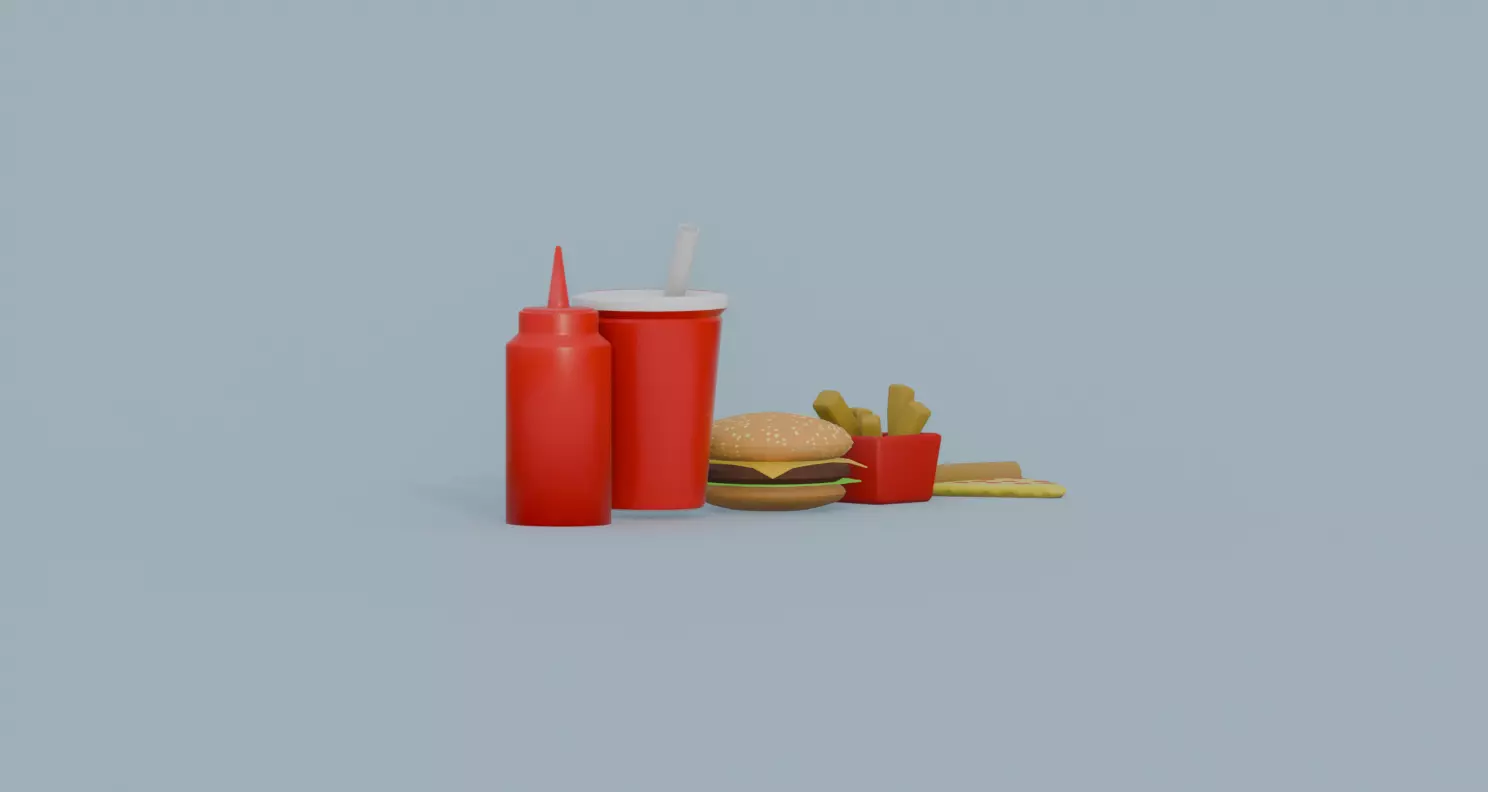 Stylized Low Poly Food Pack Low-poly 3D model
