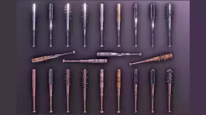 Modular Melee Bats Low Poly Stylized Procedural Weapon Part Pack