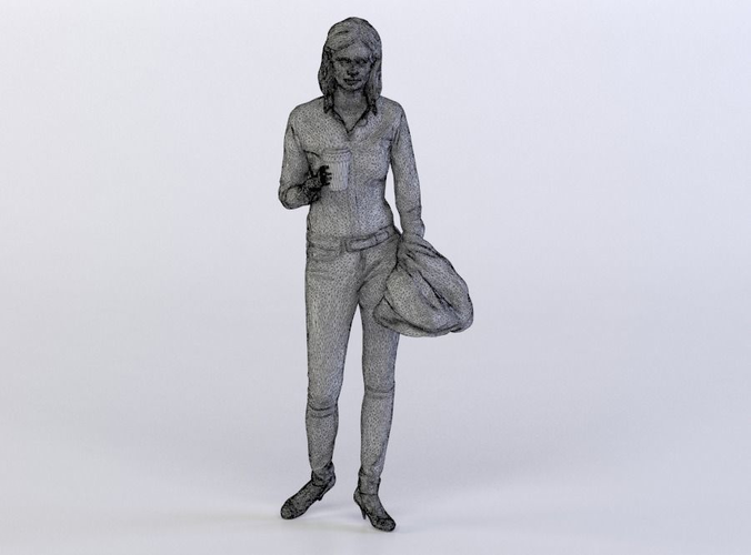 Melinda 0407 Woman holding cup and a jacket