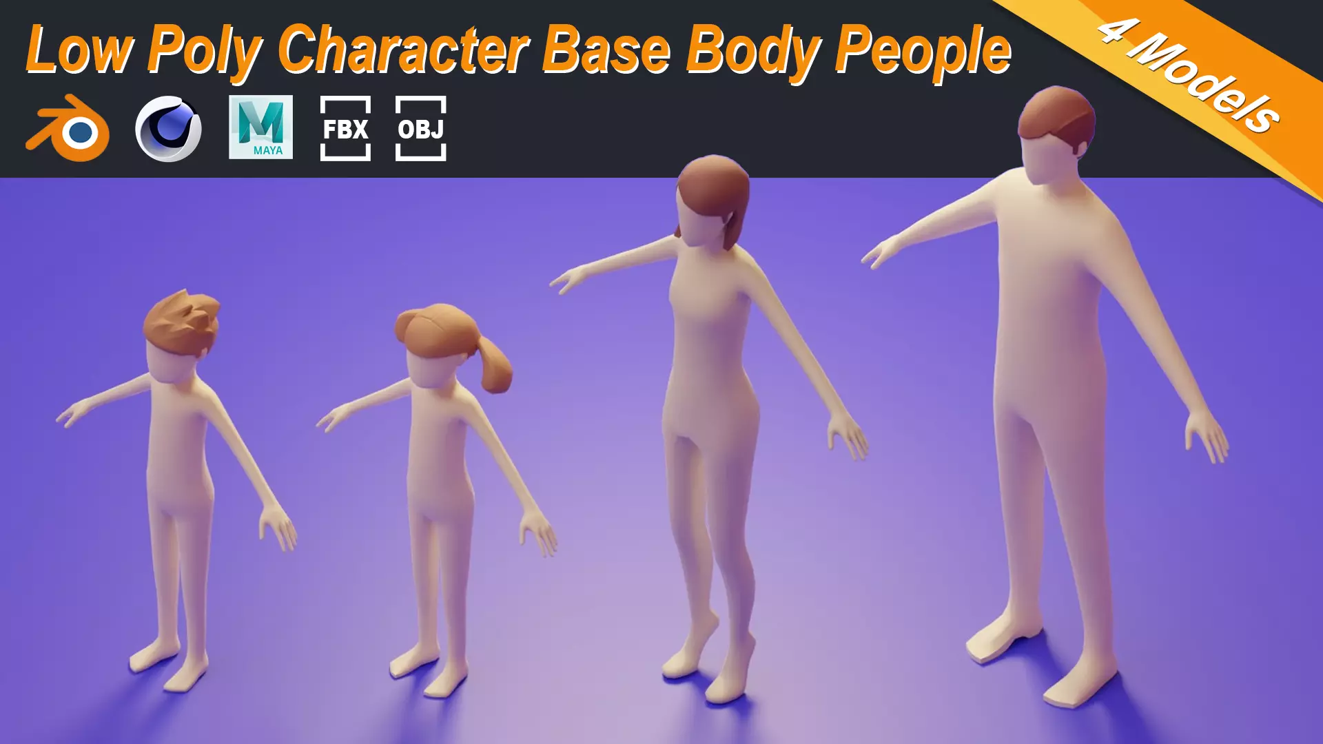 Low Poly 3D Character Base Body People Illustration Set Free low-poly 3D model_0