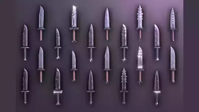 Modular Melee Knives Low Poly Procedural Weapon Parts Pack