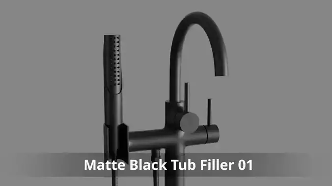 Matte Black Freestanding tub Filler 01