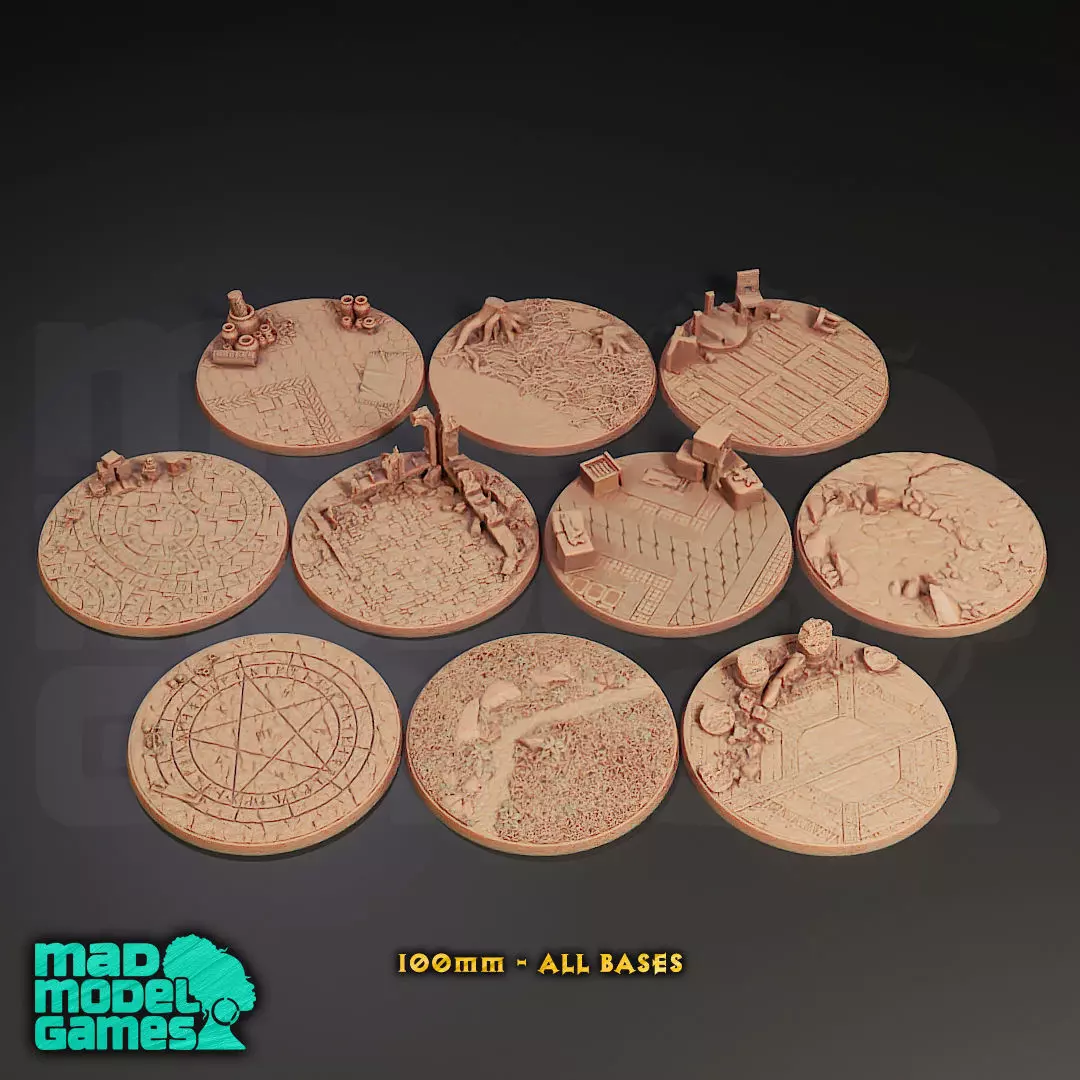 100mm Bases - 10 - Group B - DND character bases 3D print model