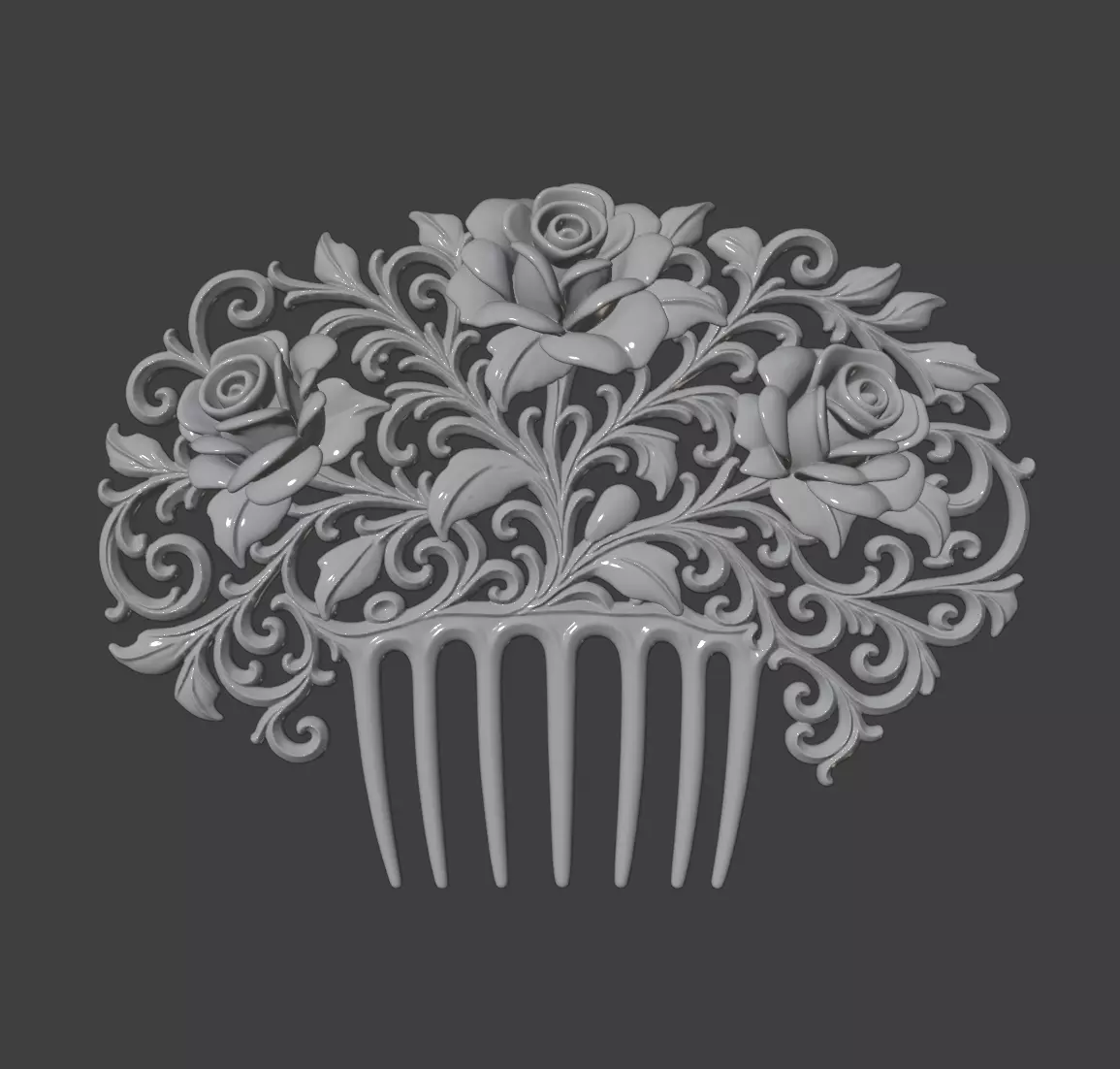 VICTORIAN ROSE COMB 3D print model_5