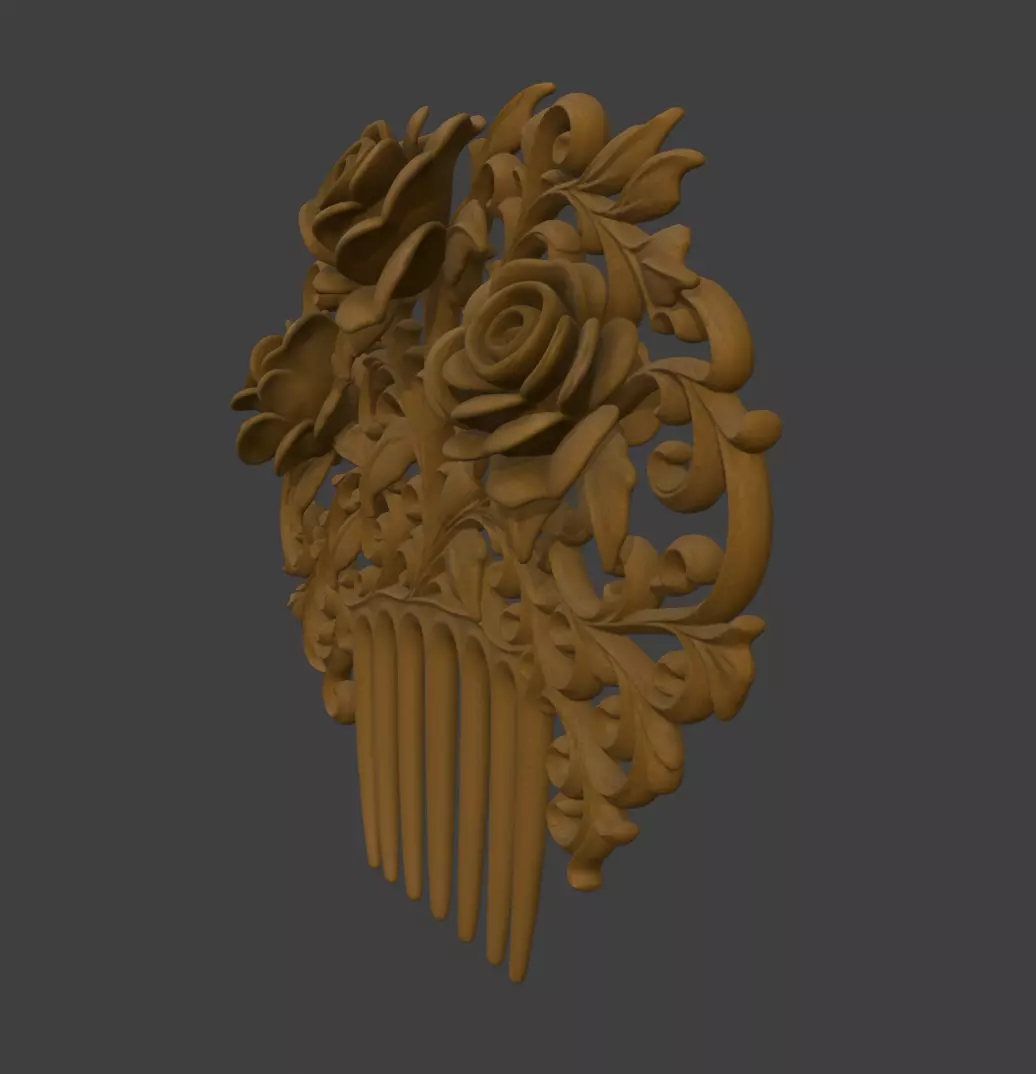 VICTORIAN ROSE COMB 3D print model_2