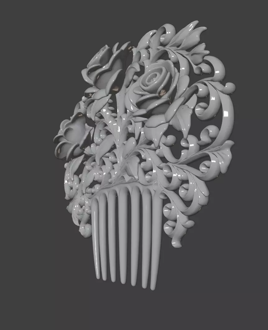 VICTORIAN ROSE COMB 3D print model_7