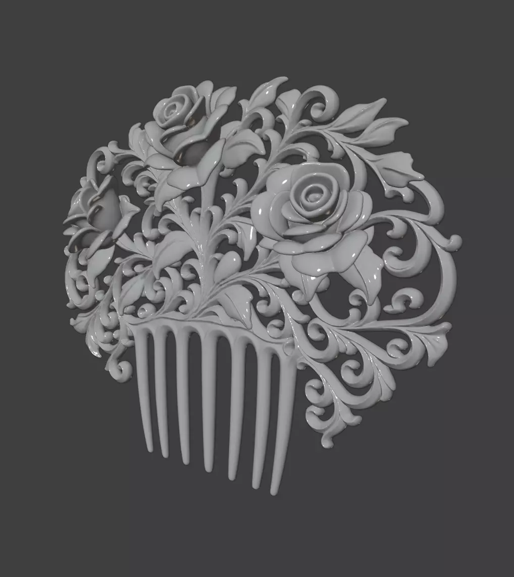 VICTORIAN ROSE COMB 3D print model_6