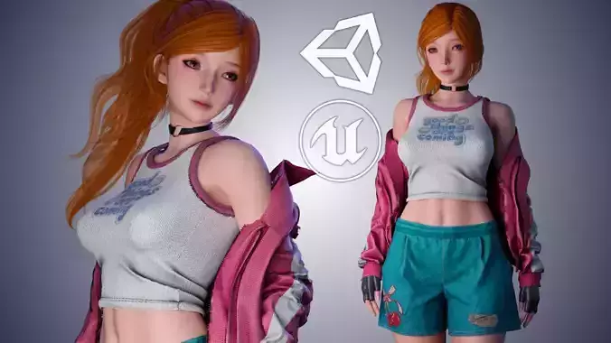 80s Girl - GameReady  Low-poly 3D model