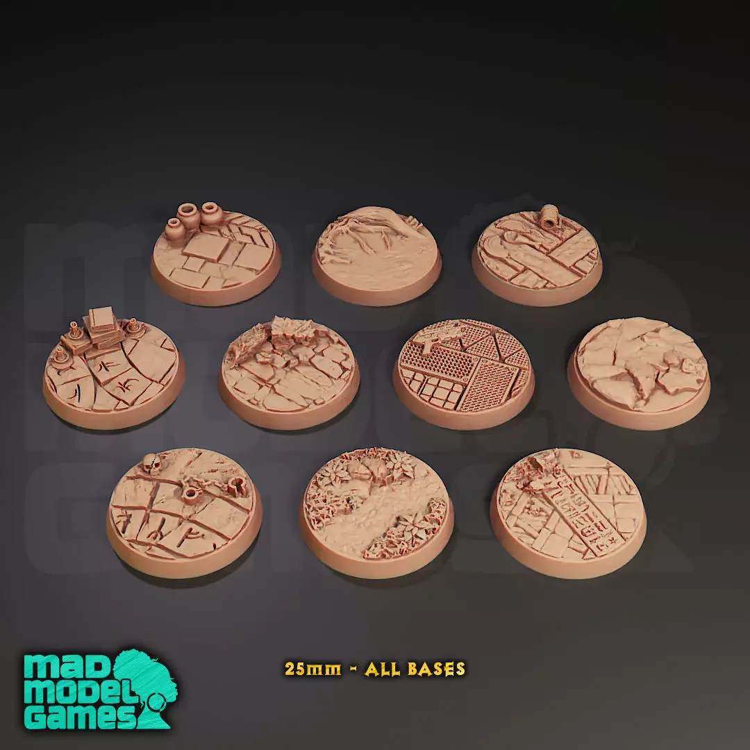 25mm Bases - 10 - Group B - DND character bases 3D print model
