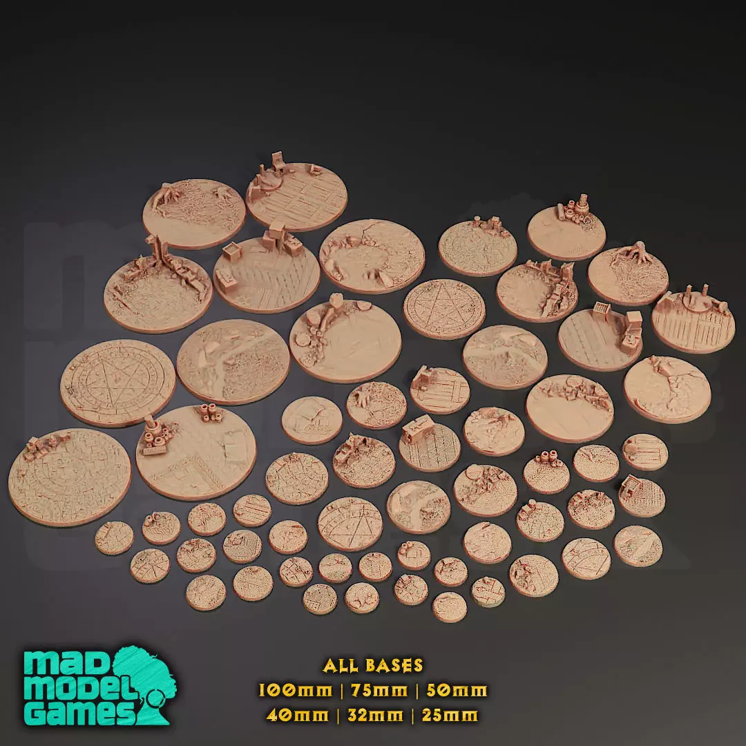 60 Bases - Various sizes - Group B - DND character bases 3D print model_0
