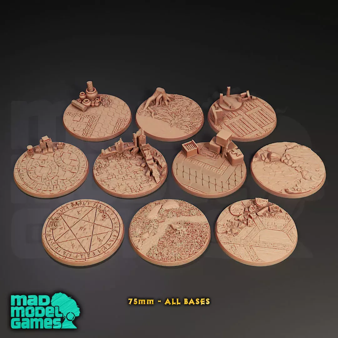 60 Bases - Various sizes - Group B - DND character bases 3D print model_2