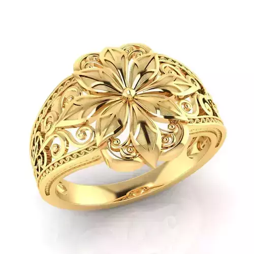 FLOWER ENGRAVED WEDDING RING