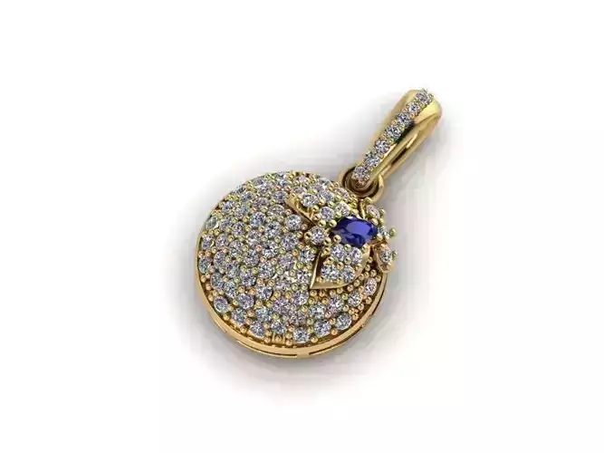 Pendant moon with sapphire and diamonds