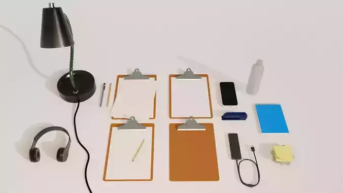 Desk Accessories Pack 3D Office Props