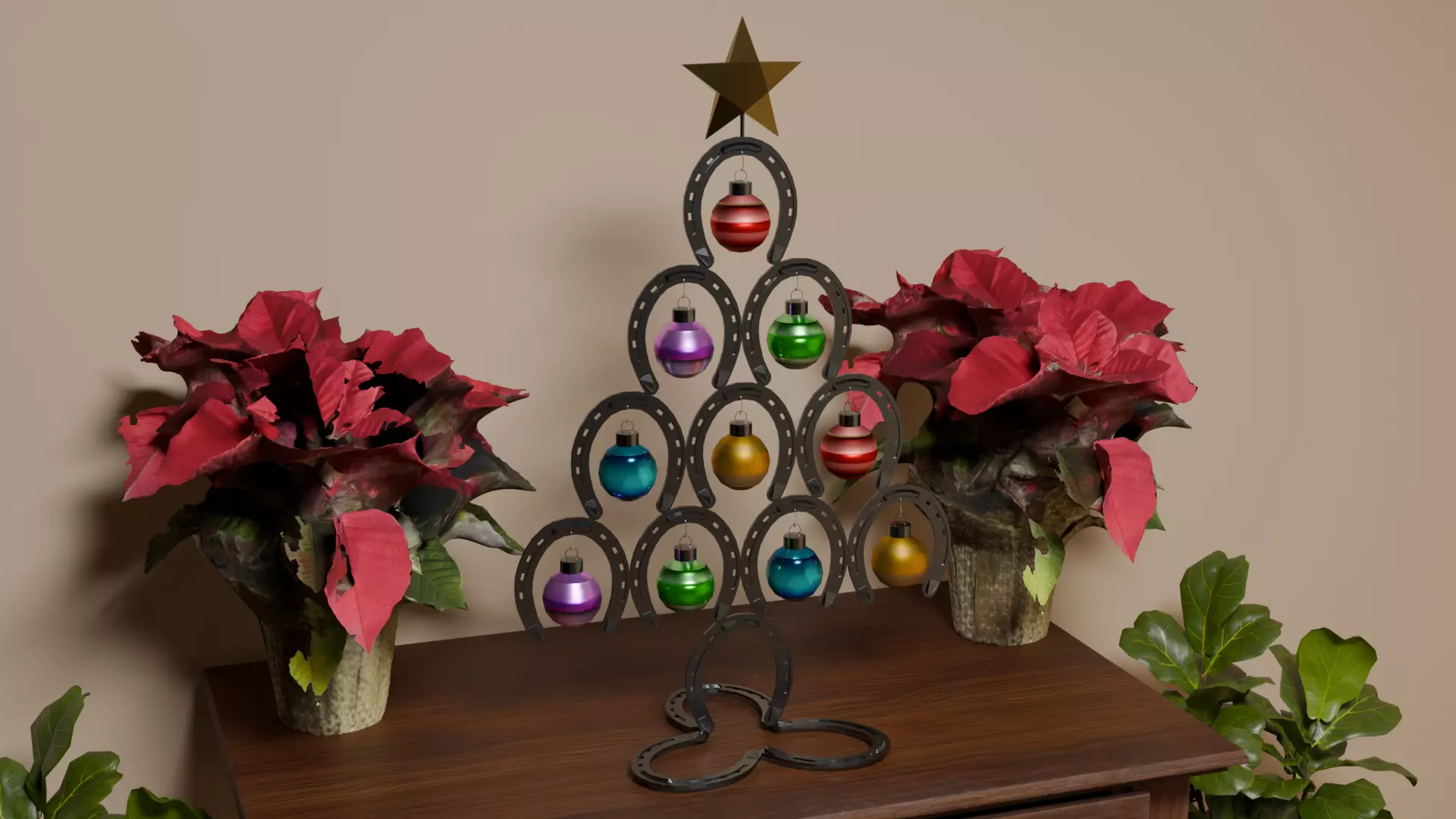 Western Horseshoe Christmas Tree 3D model_0