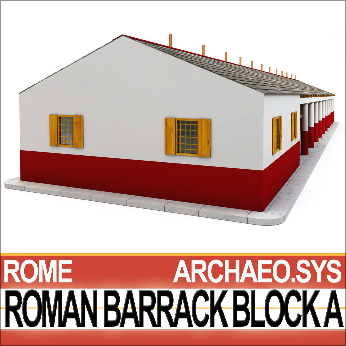 Roman Barrack Block A 3D model_2