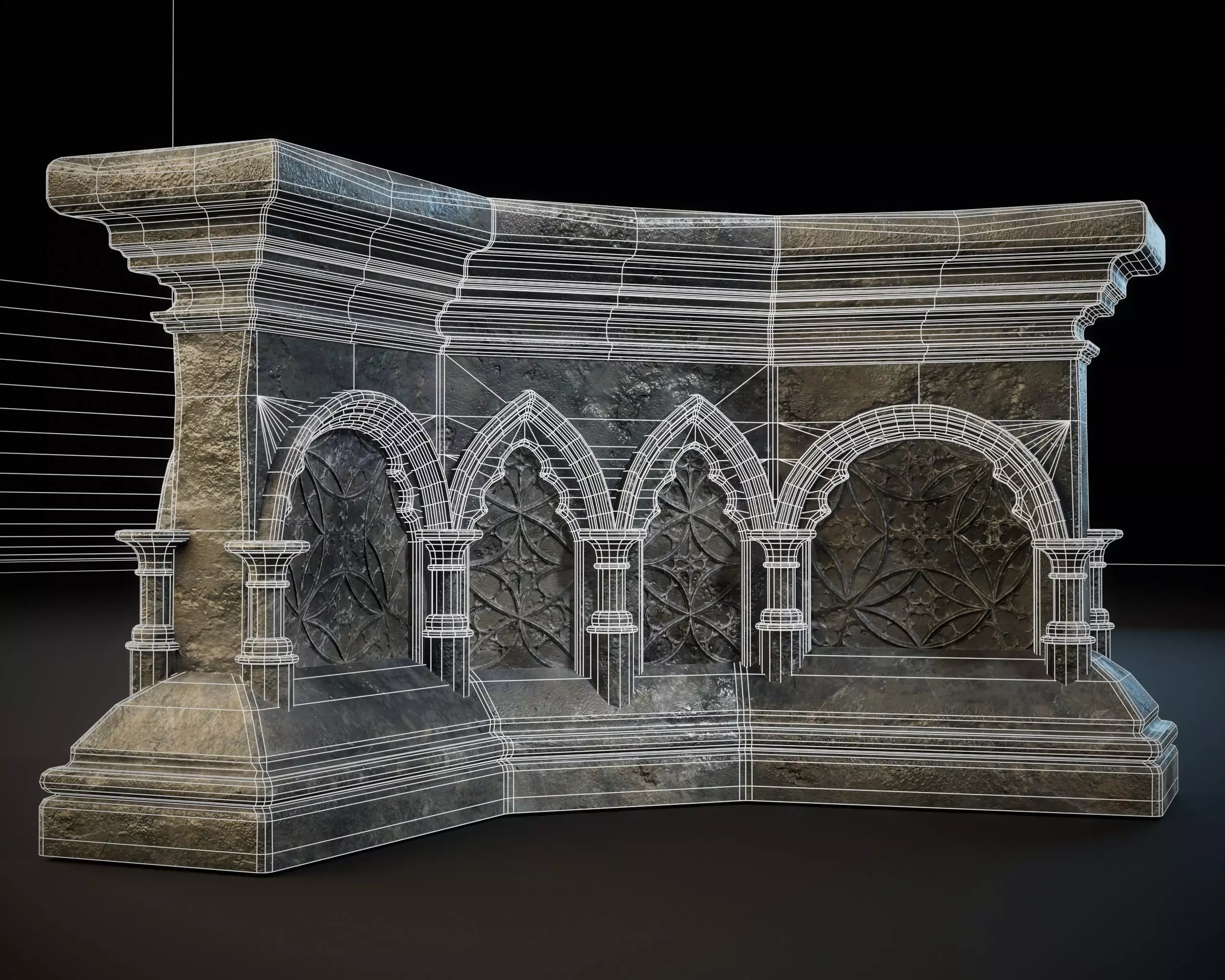 Gothic Crescent Altar Low-poly 3D model_11