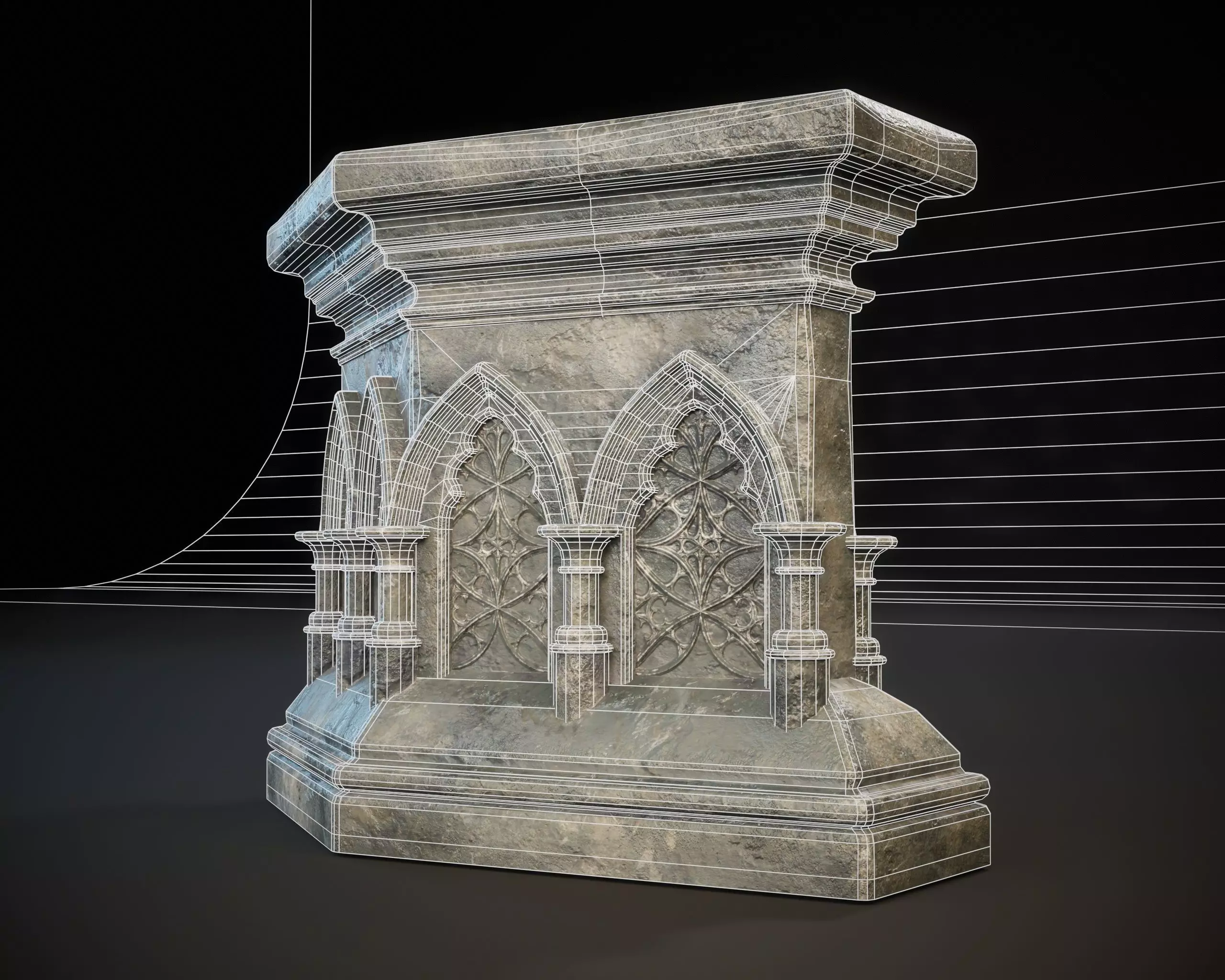 Gothic Crescent Altar Low-poly 3D model_9