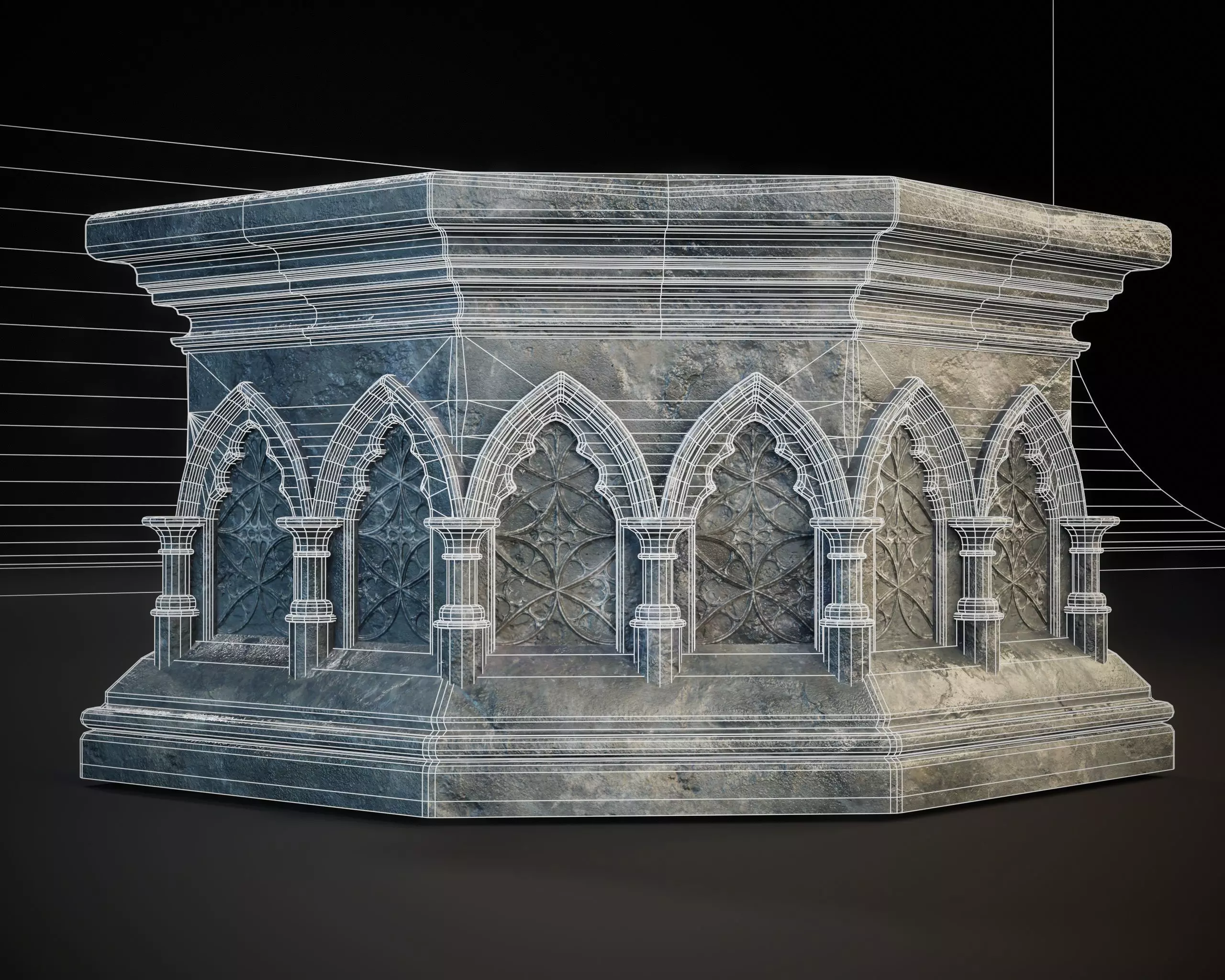 Gothic Crescent Altar Low-poly 3D model_5