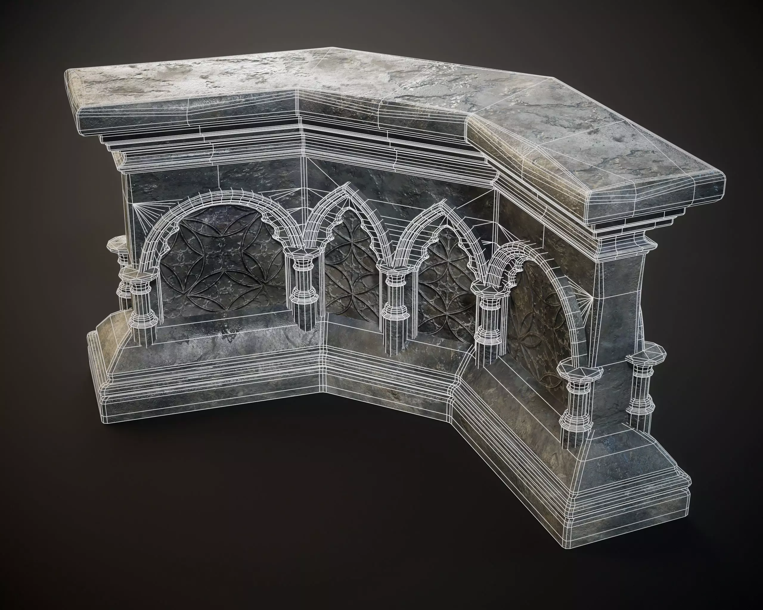 Gothic Crescent Altar Low-poly 3D model_13