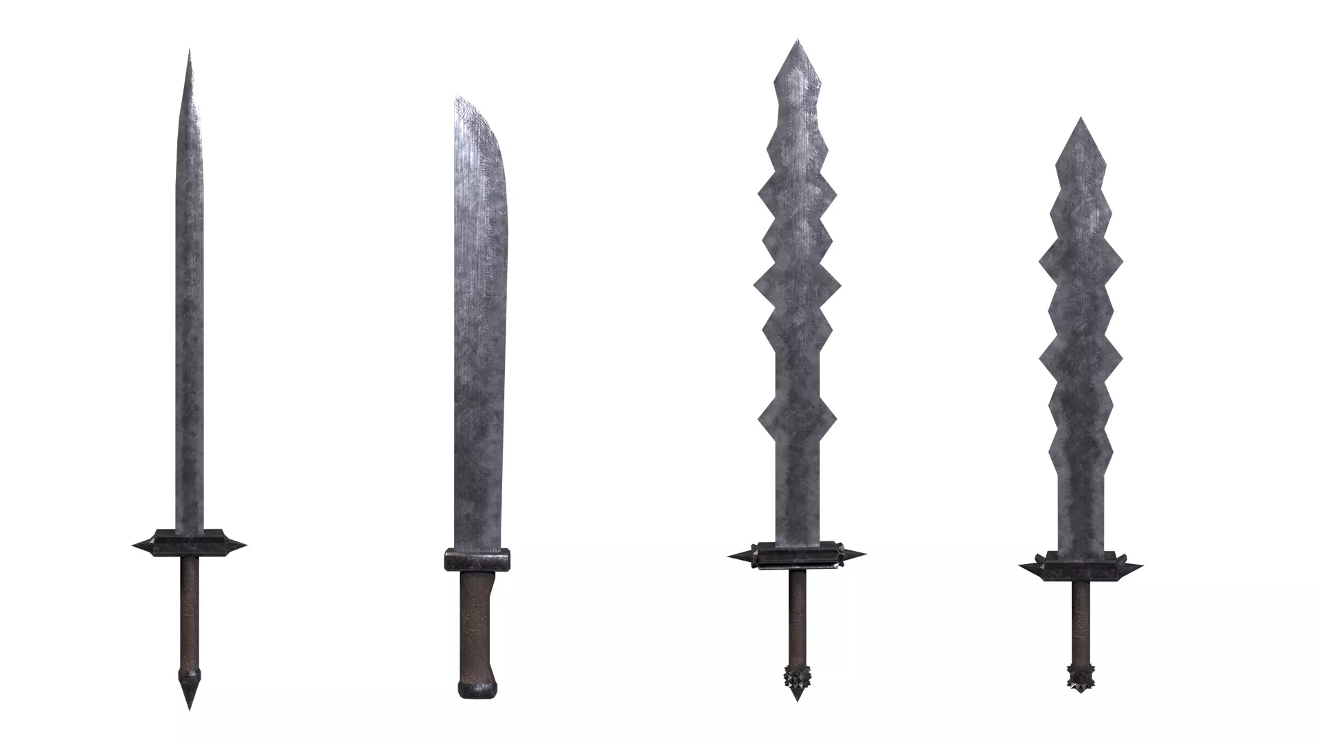 Modular Melee Swords And Shields Stylized Procedural Weapon Pack Low-poly 3D model_4